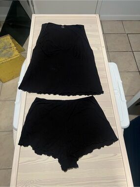 Only Hearts Black Ribbed Tank and Short Set